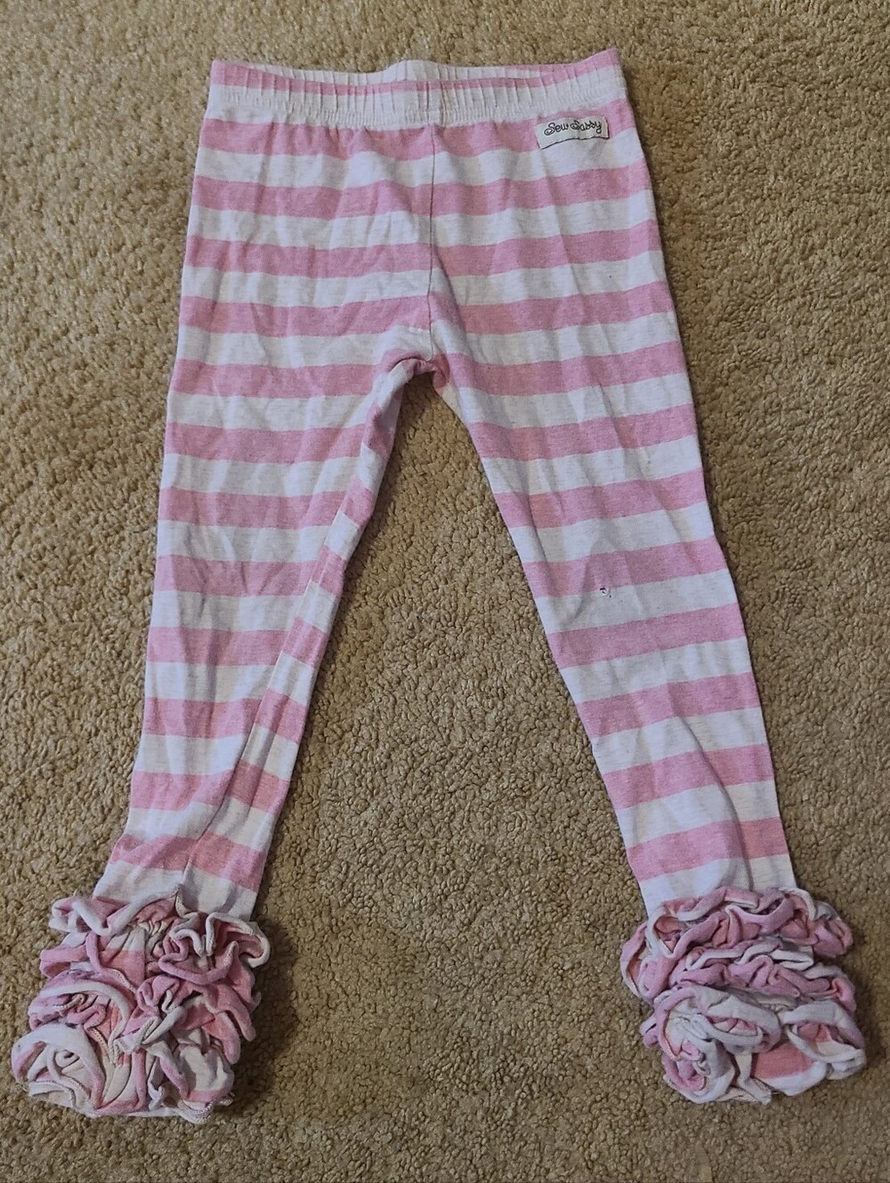 Sew Sassy Little Girls Pink Stripe Pants Sz 2